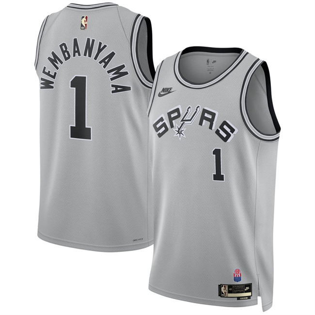 Men's Silver San Antonio Spurs #1 Victor Wembanyama 2026/27 Classic Edition Stitched Basketball Jersey